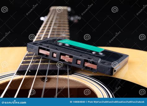 Acoustic Guitar And Cassette Tape Musical Instrument And Old Music