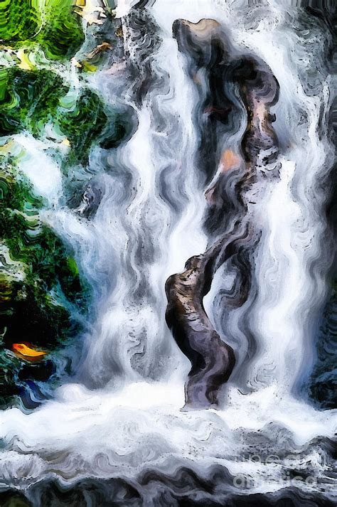 Waterfall Abstract Painting By Odon Czintos