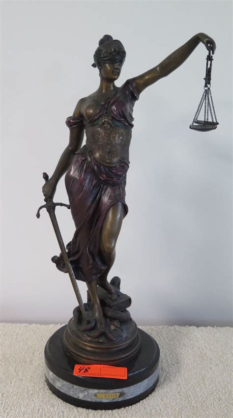 Tall Lady Justice Mixed Metal Bronze Statue Approx 23 H Oahu