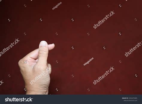 Hand Signals Mans Left Hand Against Stock Photo 1832475985 Shutterstock