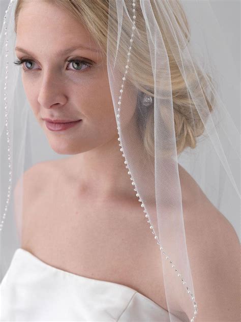 Pearl Bridal Veil Beaded Wedding Veil Layer Veil Ivory Etsy