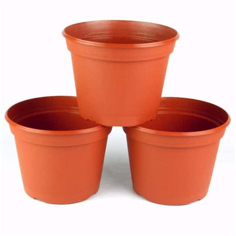 Teku 8 In Terra Cotta Plastic Round Pot 3 Pack To21ch2173 The Home