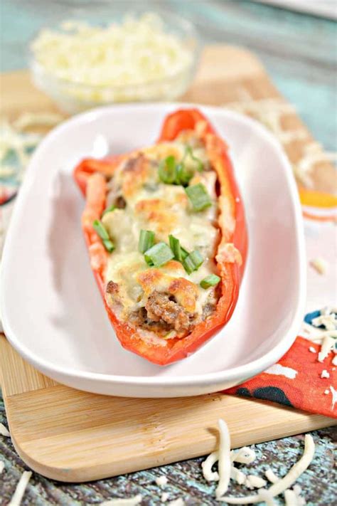 Keto Sausage Stuffed Peppers Without Rice Oh So Foodie