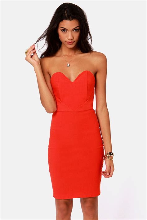 sexy strapless dress little red dress bustier dress 38 50 lulus