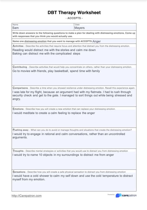 Dbt Therapy Worksheets And Example Free Pdf Download