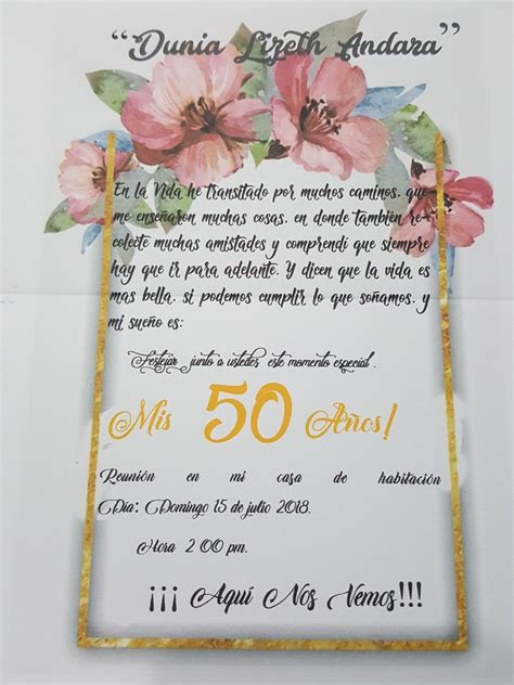 Invitacion 50 Años Plantillas Para Invitación De Cumpleaños Fiesta