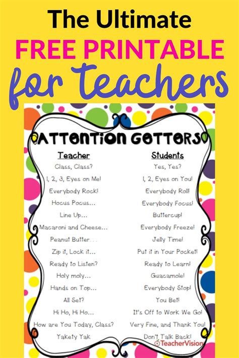 Attention Getters Classroom Behavior Management Teaching Classroom