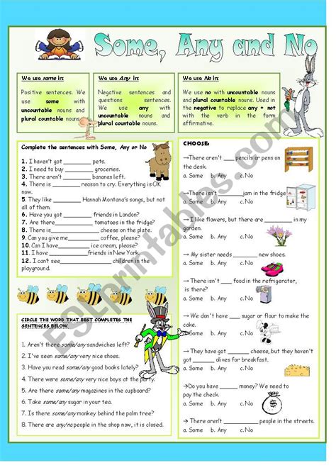 Some And Any Esl Worksheet By Anestis Fef