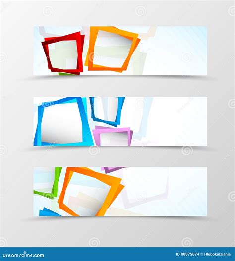Set Of Header Banner Geometric Design With Colorful Rectangles In