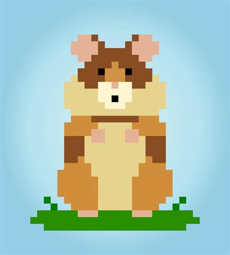 8 Bit Pixel Hamster Animal For Game Assets In Vector Illustration