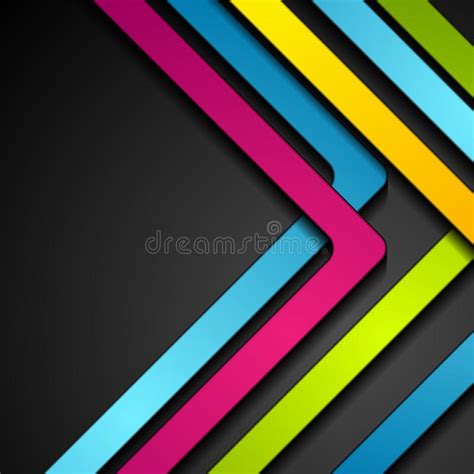 Colorful Abstract Stripes Arrows On Black Background Stock Vector