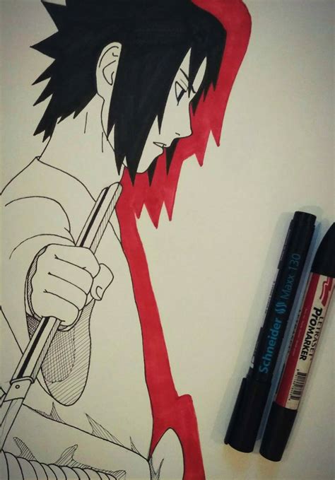 Art Sasuke Uchiha Drawing His Sword Naruto Series — Steemit