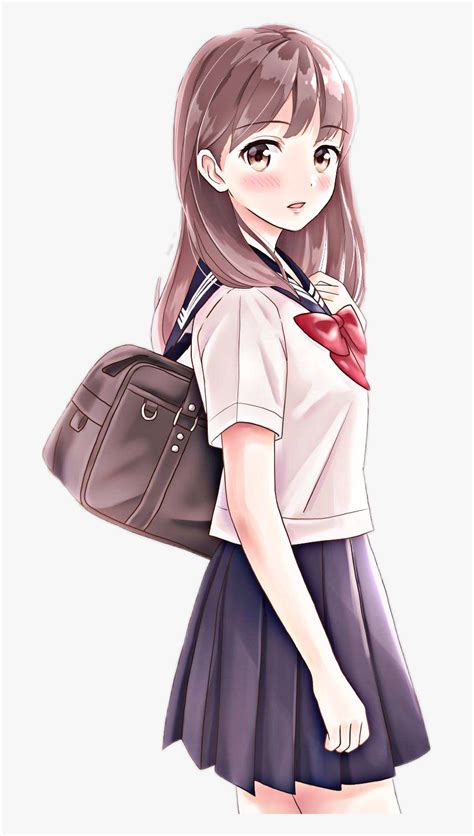 Anime Girl School Schoolgirl Student Beautiful