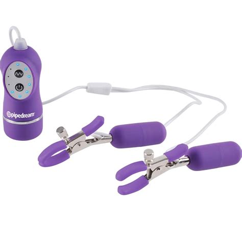 Fetish Fantasy Series 10 Function Vibrating Nipple Clamps Purple