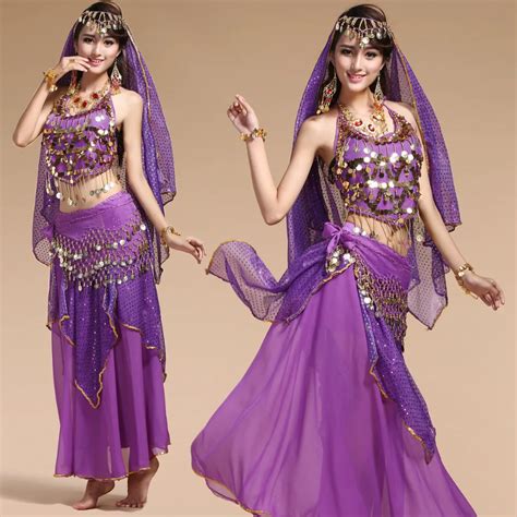 4pcs Set Sexy Egypt Belly Dance Costume Bollywood Costume Indian Dress Bellydance Dress Womens