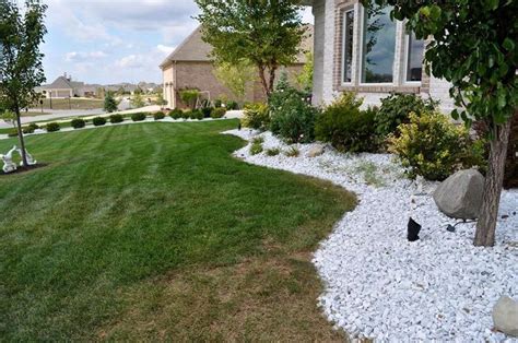 Excited Front Yard Landscaping Ideas With White Rocks Decor Renewal
