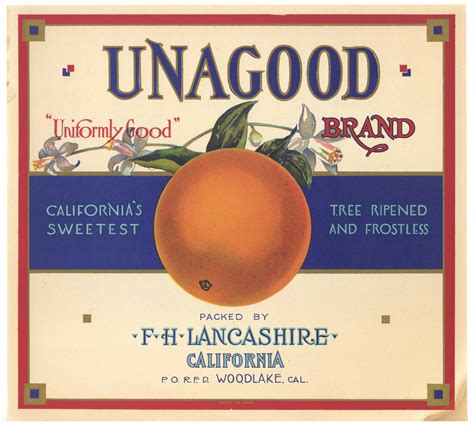Unagood Brand Vintage Orange Crate Label Thelabelman