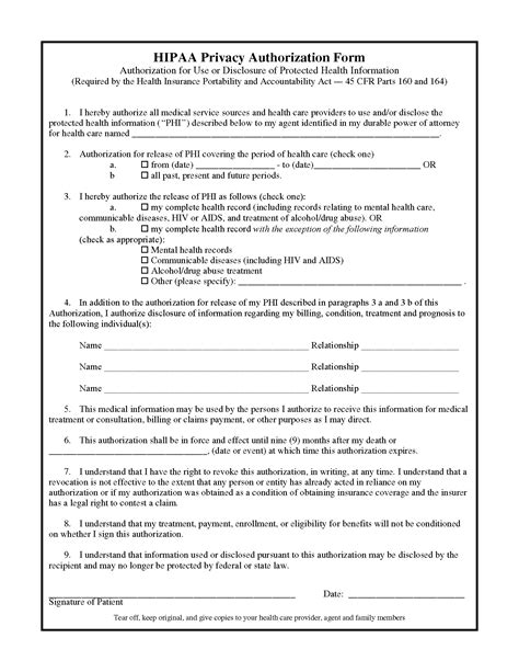 Hippa Medical Records Release Form Free Printable Legal Forms