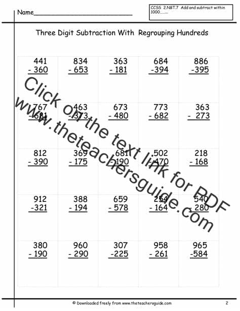 Horizontal Addition Worksheets No Regrouping - subtraction ...