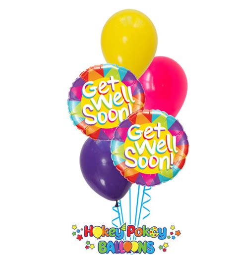 Get Well Soon Sunshine Balloon Bouquet 5 Pc Hokey Pokey Balloons