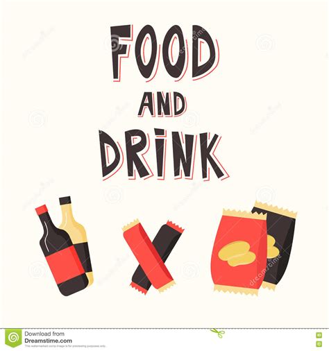 Fast Food Snacks And Drink Flat Vector Illustration