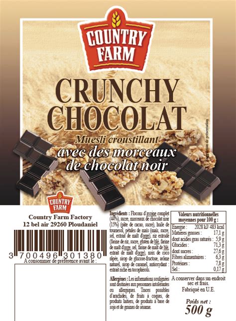 Crunchy Chocolat Céréales Conventionnelles Country Farm