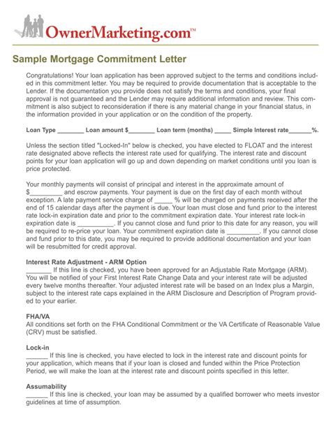 Mortgage Commitment Letter Template Edit And Share Airslate Signnow