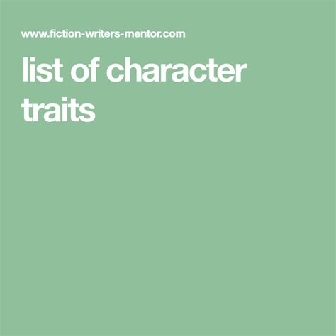 List Of Character Traits Character Traits List List Of Characters