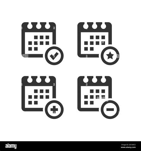 Calendar Simple Vector Icon Set Calendar With Plus Minus Tick And