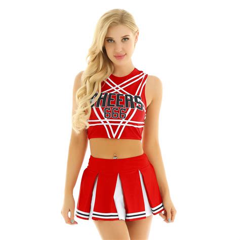 Sexy Womens Cosplay Costume Cheer Leader Uniform Dress Crop Top Mini Skirt Set Ebay