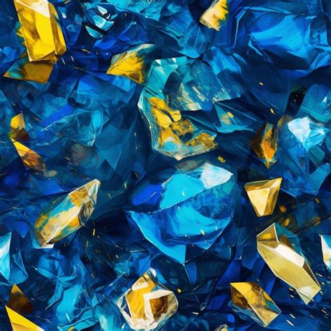 Premium Ai Image A Close Up Of A Bunch Of Blue And Gold Crystals