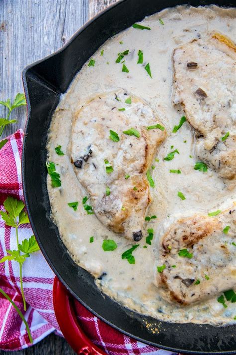 Stir canned soup and water together in a small bowl until well blended. Baked Pork Chops With Cream of Mushroom Soup | The Kitchen ...