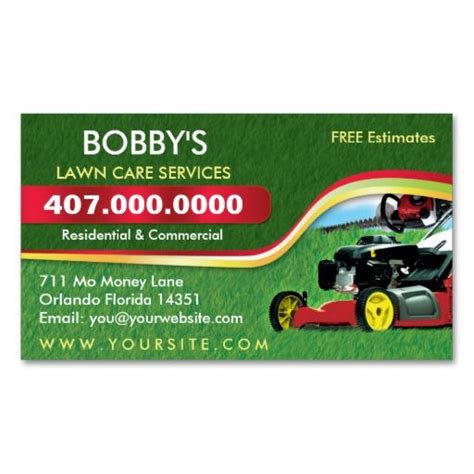 Custom lawn care business cards. Landscaping Lawn Care Mower Business Card Template ...