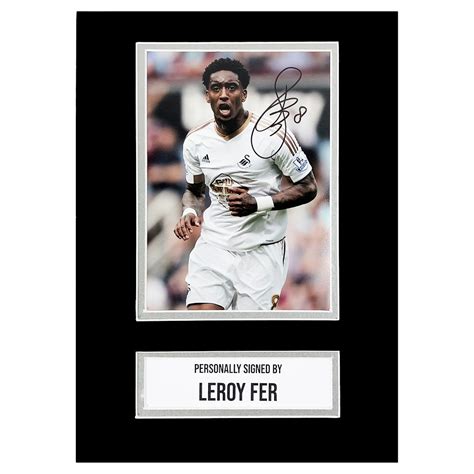 Signed Leroy Fer Photo Display Swansea City F C 10x8 Autograph
