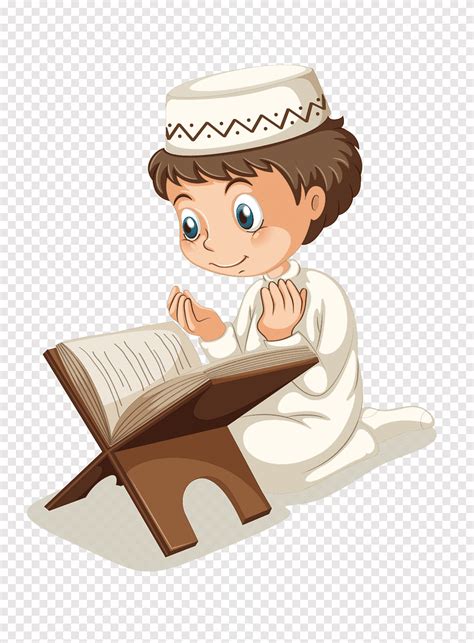 Muslim Islam Boy Islam Reading Boy Kneeling While Reading Book Child