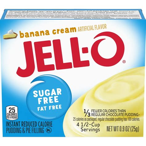 Jell O Banana Cream Sugar Free And Fat Free Instant Pudding And Pie Filling