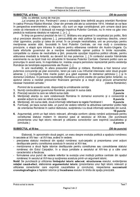 Îți oferim, în acest articol, o propunere de rezolvare a subiectului ia, din testul de antrenament pentru bacalaureat, publicat în data de 19 aprilie 2021 la limba și literatura română. Setul 2 teste de „antrenament" + bareme - Bac Istorie 2020 ...