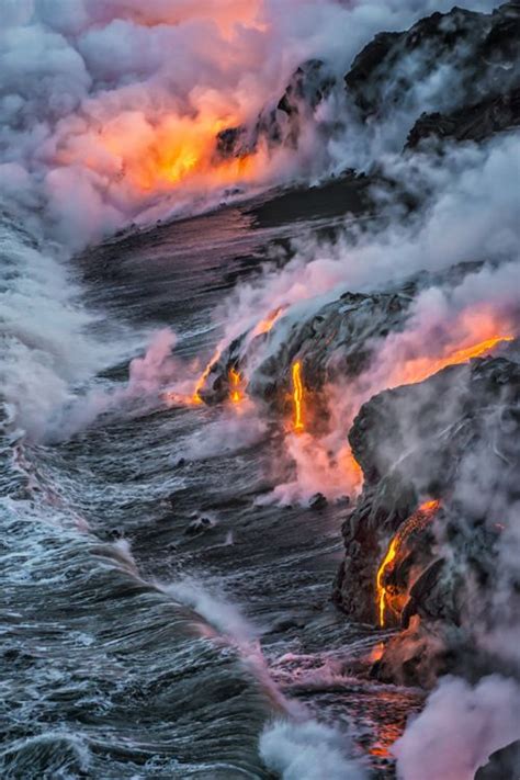 Lava Meets The Water Nature Photography Scenery Amazing Nature