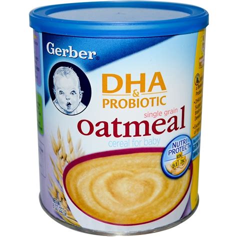 Gerber Dha And Probiotic Single Grain Oatmeal Cereal For Baby 8 Oz