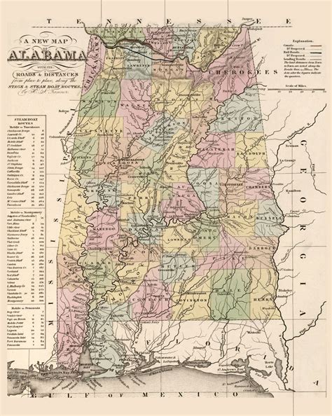 Alabama Vintage State Map Vintage Wall Decor Vintage Map Vintage