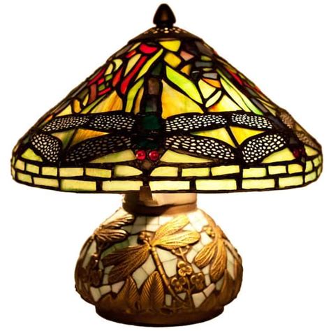 River Of Goods 10 In Green Table Lamp With Stained Glass Shade And Mosaic Base 9578 The Home