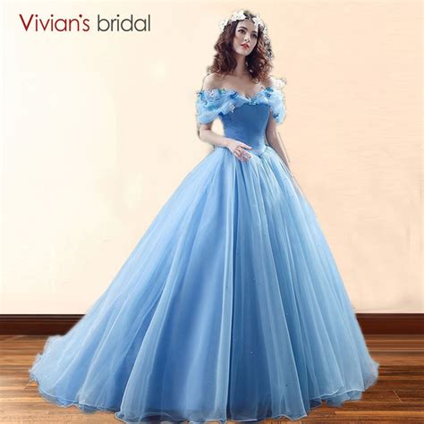 Movie Deluxe Adult Cinderella Wedding Dresses Blue Cinderella Ball Gown