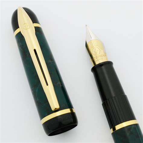 Waterman Phileas Fountain Pen Green Marble Fine Excellent Works