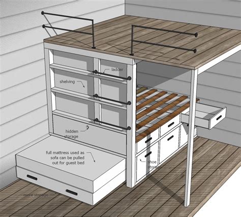 Ana White Tiny House Loft With Bedroom Guest Bed Storage And Shelving Diy Projects