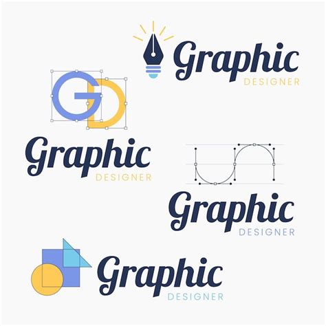 Collection De Logo De Graphiste Design Plat Vecteur Premium