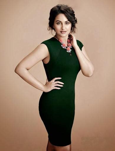 Sonakshi Sinha In Green Color Dress With Bun Hairstyles Veethi