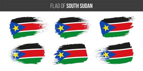 banderas de sudán del sur trazo de pincel grunge vector ilustración bandera de sudán del sur