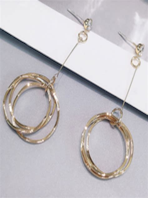 Buy Urbanic Gold Toned Stone Studded Circular Drop Earrings Earrings