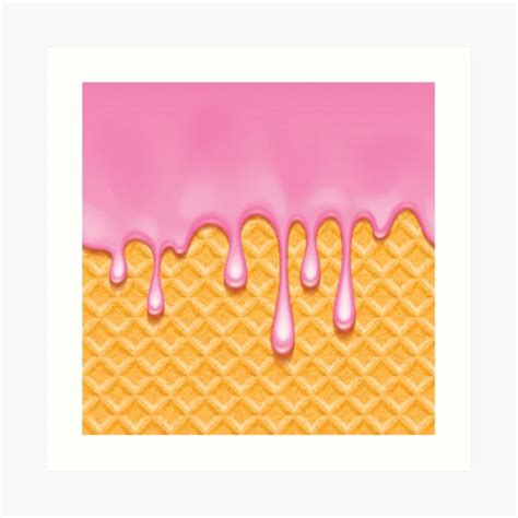 Strawberry Ice Cream Art Print For Sale By Newburyboutique Redbubble