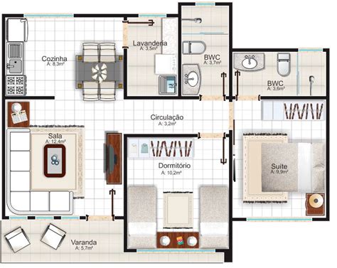 Diseño De Casas Con Dos Habitaciones Simples Y Un Corredor Planos De